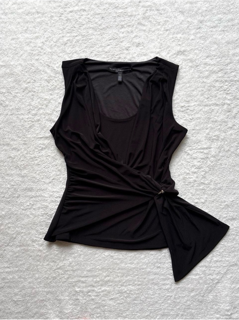 Sleeveless Black Draped Knot Top -